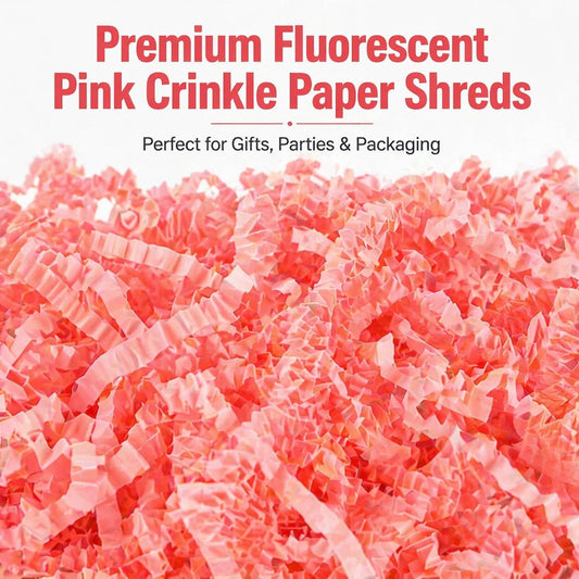 Colar Pink Crinkle Cut Paper Shred Filler, 5oz Decorative Gift Basket Filler, Cushioning Packing Material for Gift Boxes, Bags, DIY Crafts, Party Supplies & Shipping Protection