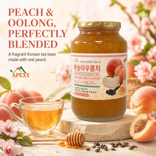 Korean Honey Peach Oolong Tea – Made with Real Fruit, No Artificial Colors – Premium Drink Base, Smoothies, Desserts, Cocktails, Yogurt, Spreads Made in KOREA 35.27oz (1kg). (Peach Oolong Tea)