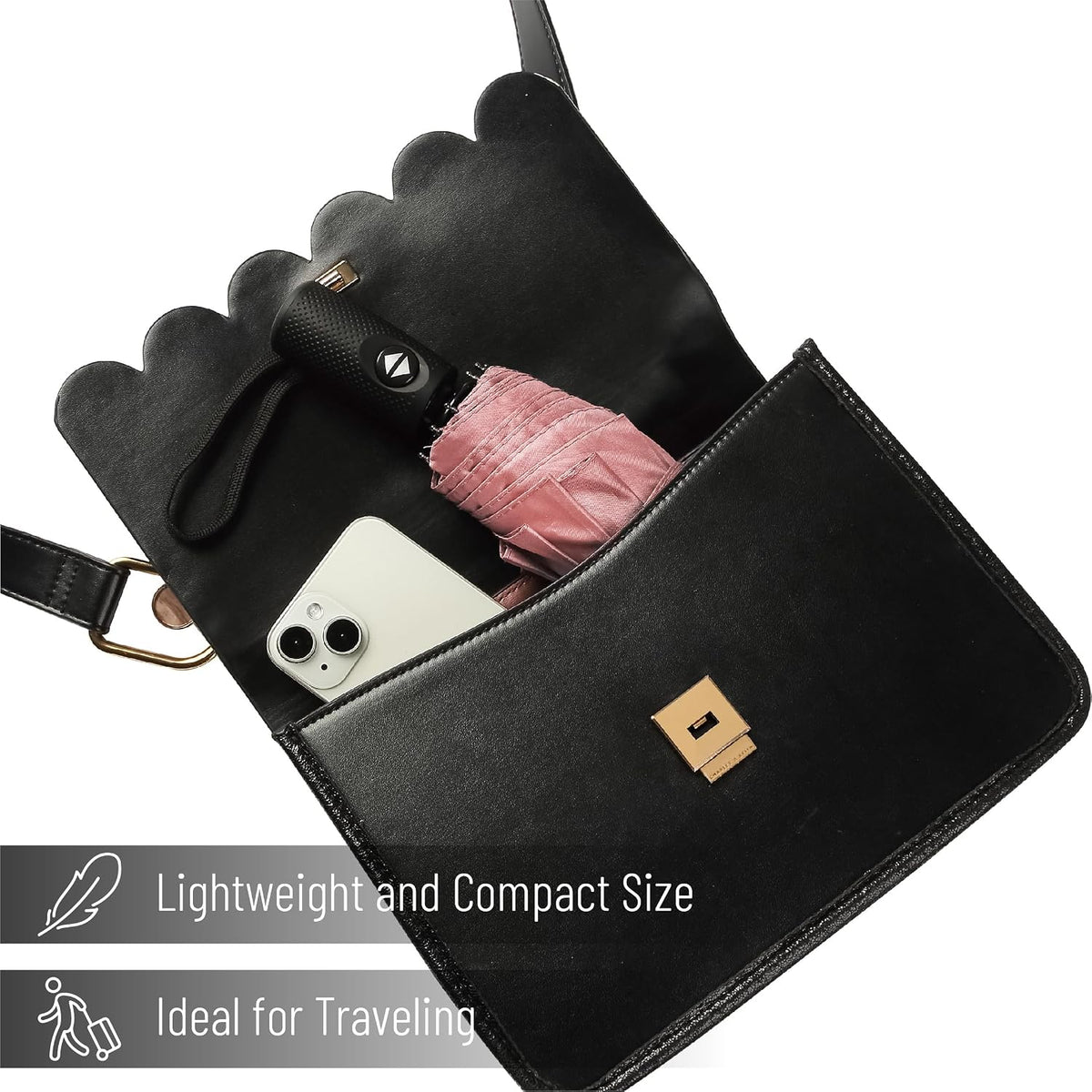 Windproof Travel Umbrella, Small Water-Resistant Automatic Folding Umbrella for Rain and Sun, Light, Compact and Portable for Women & Men, Fits Car & Backpack