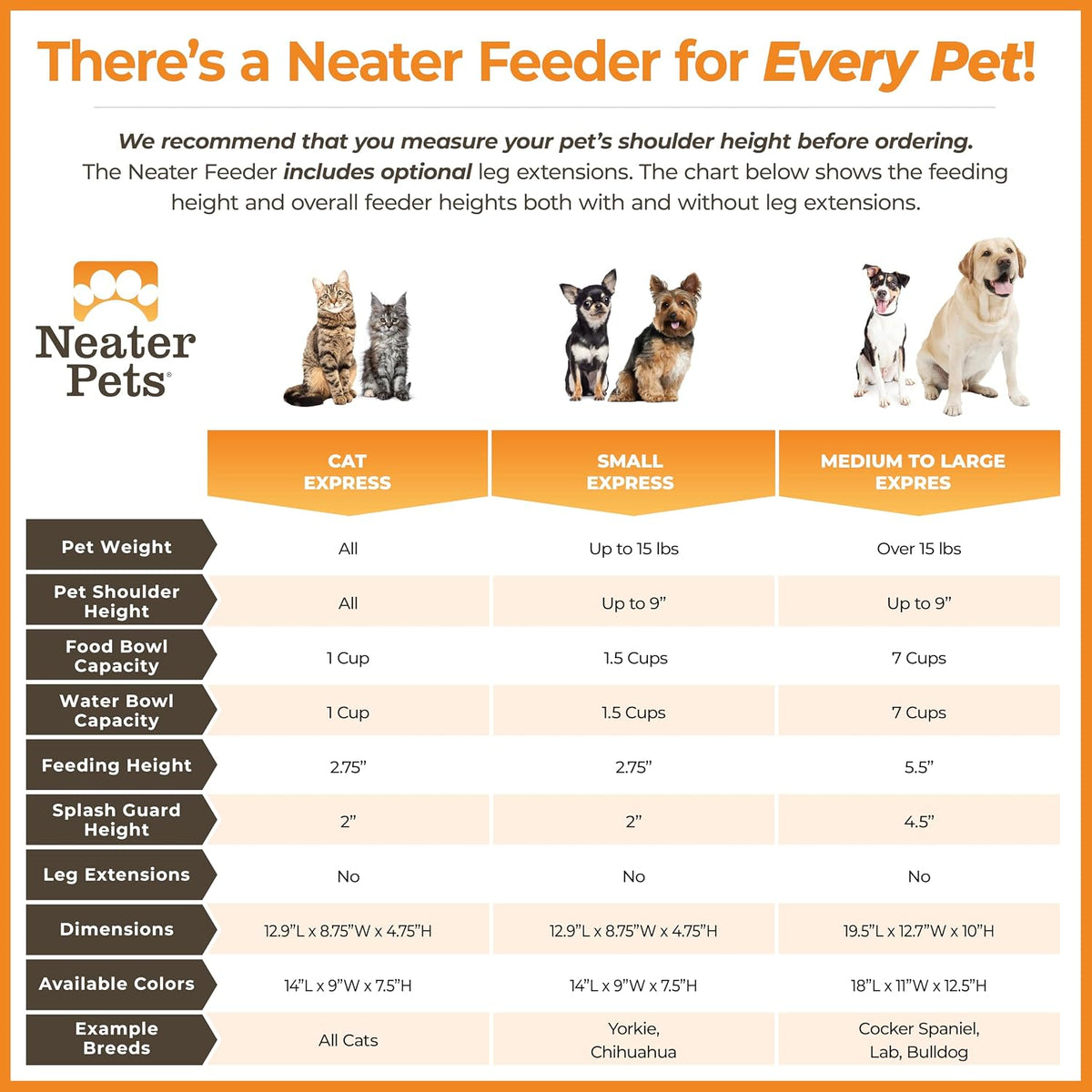 Neater Feeder Express Mess Proof Dog Bowls Elevated for Small Breeds Under 15 Lb, Made in USA, No Spill Raised Dog Food Bowl Stand, Stainless Steel Food and Water Bowl Set, Feeding Station, Pink