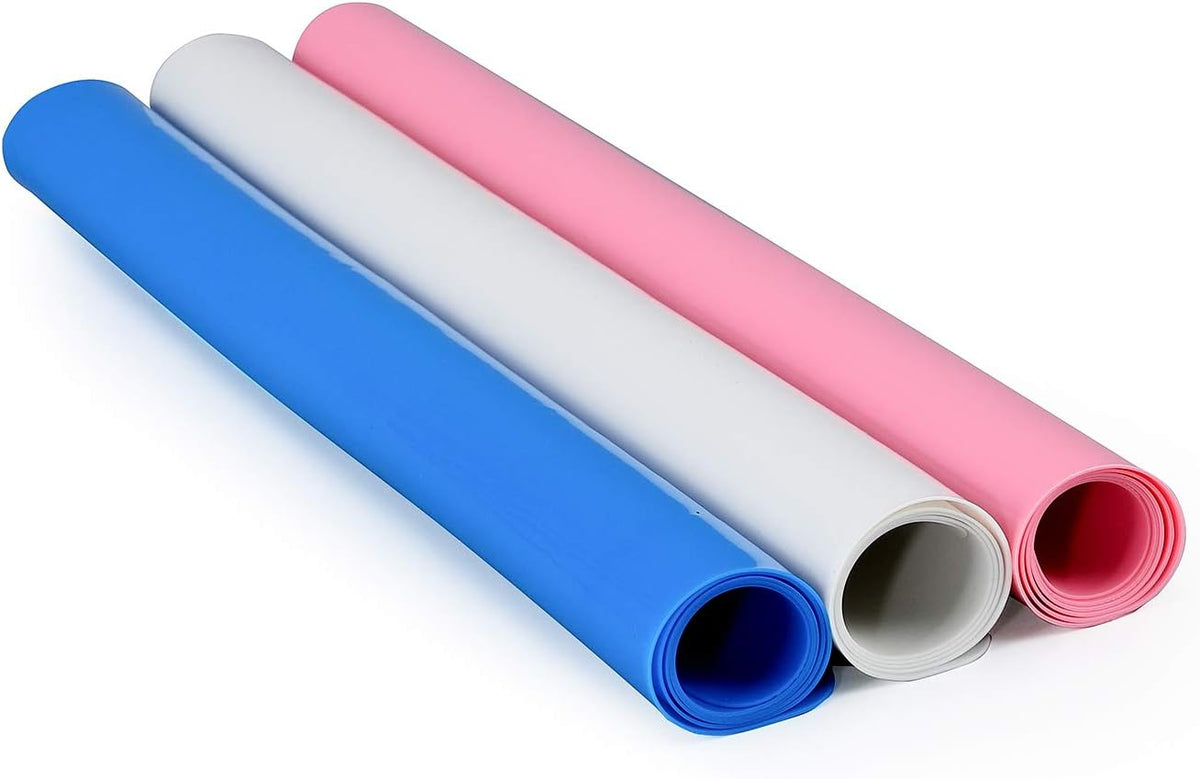 24 X 20inch X-Large Reusable Silicone Table Mat Child Kids Dinner Placemat Desk Countertop Waterproof Protector Heat Insulation Kitchen Pastry Rolling Dough Pad Tool (Pink)