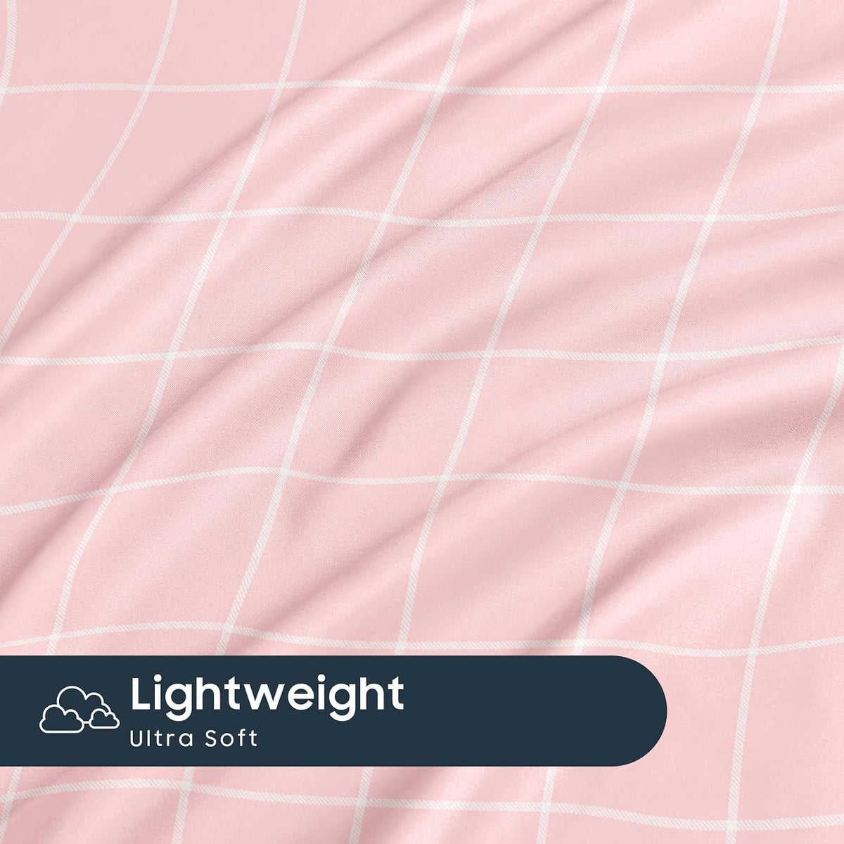 Checkered Pillow Cases, Preppy Grid Geometric Plaid Modern Pattern Printed, Set of 2 Soft Pillowcases Pillow Shams Covers, Pink, Standard Size 20x26 Inches