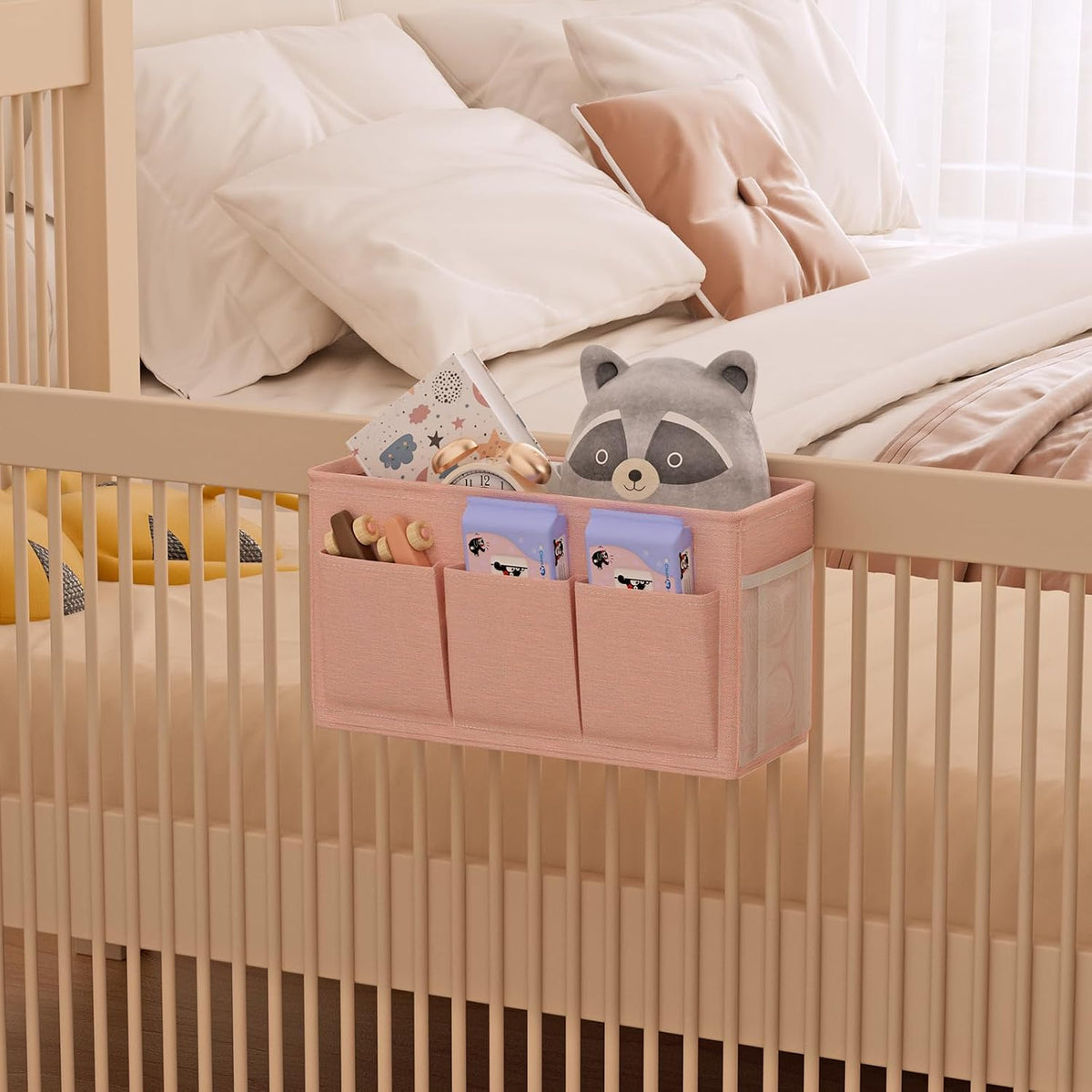 Bedside Caddy Storage Organizer for Bed Rails, Bed Caddy with 6 Pockets