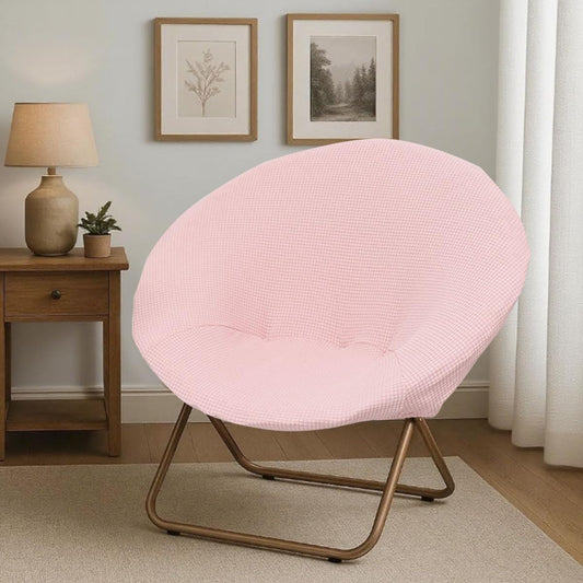 Saucer Chair Covers Waterproof Round Moon Chair Cover Slipcovers Stretch Jacquard Foldable Saucer Chair Cover Circle Chair Slipcovers Protector for Bedroom Dorm Set of 2 Pink