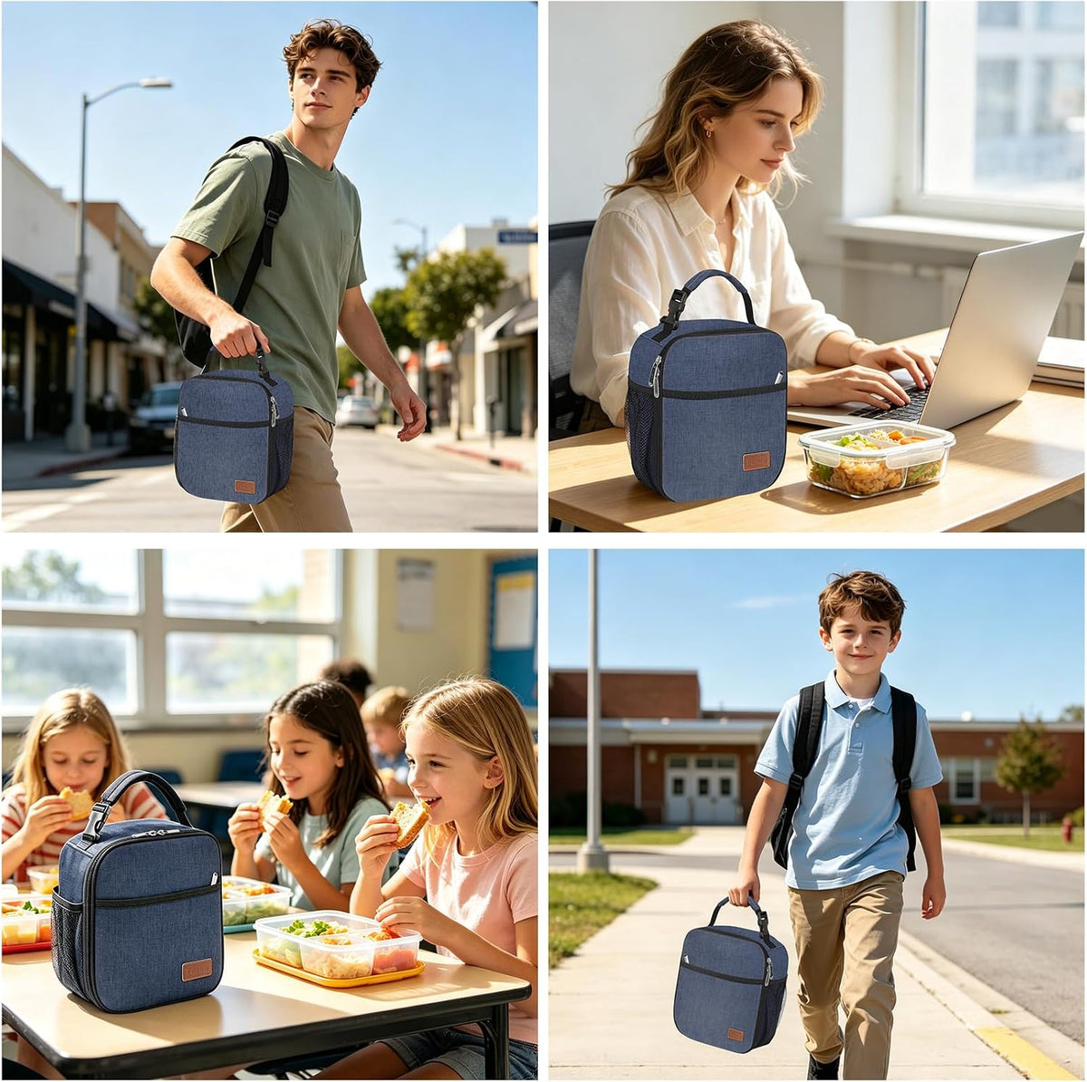 Femuar Lunch Box for Men Women Adults, Small Lunchbox for Work Picnic - Reusable Lunch bag Portable Lunch tote, Blue