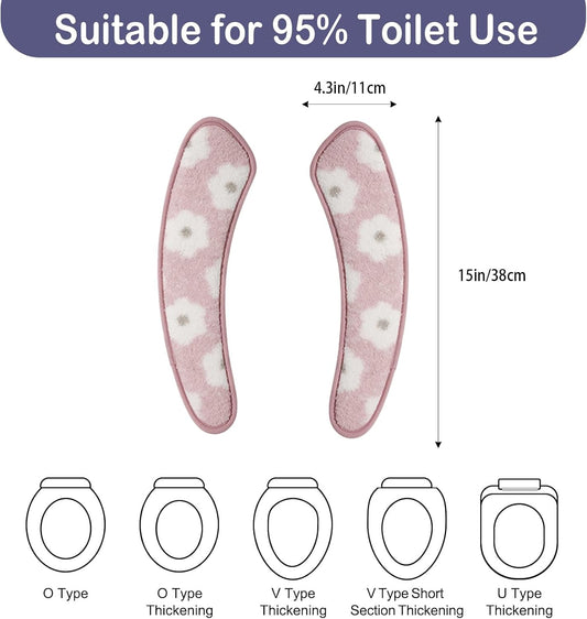 Thick and Warm Toilet Seat Cover – Washable, Reusable Cushion with TPR Adhesive & Floral Pattern for Comfort & Insulation (Pink)