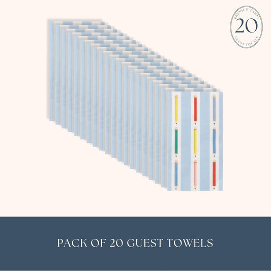Bonjour Fête Light Blue Cabana Pencil Stripe Guest Towels | 3-Ply Fancy Large Napkins for Graduation & Back to School | Party Table Decor | Party Supplies Decorations | Pack of 20, 1/6 Folded