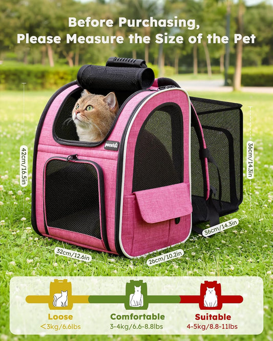 Cat Backpack Extendable, Cat Carrier Backpack with Breathable Window