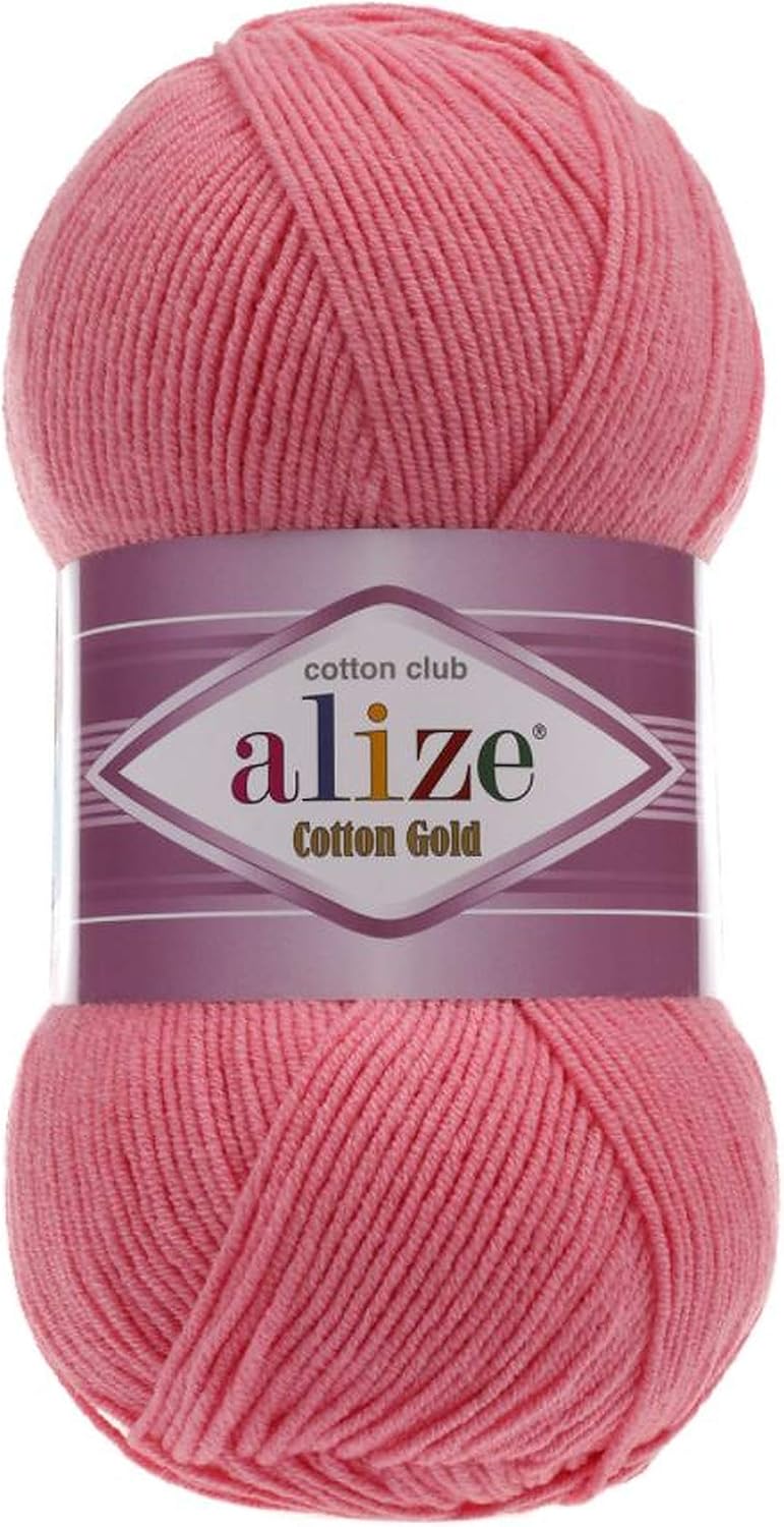 55% Cotton 45% Acrylic Cotton Gold Yarn 1 Skein/Ball 100 gr 360 yds (33-Candy Pink)