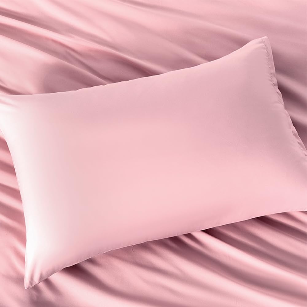 Standard Size Zipper Pillow Cases Set of 2,Pink,20x26 Inches