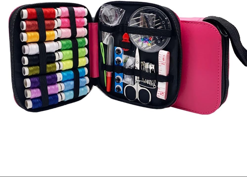 86pcs Sewing Kit with Pink Case,Marcoon Needle and Thread Kit with Sewing Supplies and Accessories for Kids,Adults,Beginner,Home,Travel,Emergency Including Scissors,Measure Tape,Needle Threader