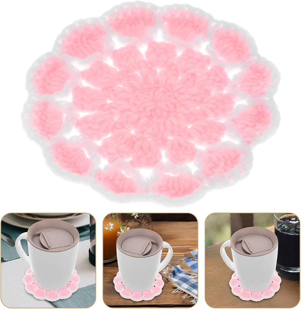 Cute Flower Crochet Drink Coaster for Table Setting Heat Protection