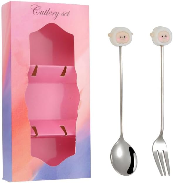 Silverware Set, 1/4/6/8pcs Creative Cartoon Stainless Steel Silver Spoon Cute Stirring Spoon Household Coffee Spoon Fruit Spoon Souvenir Gift Box Tableware, Home Cutlery Flatware Set(Pink,1