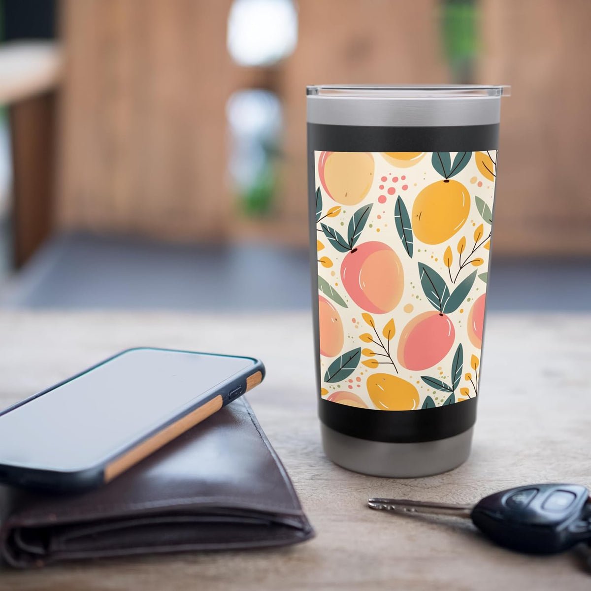 Pattern Art Peach Stainless Steel Insulated Tumbler