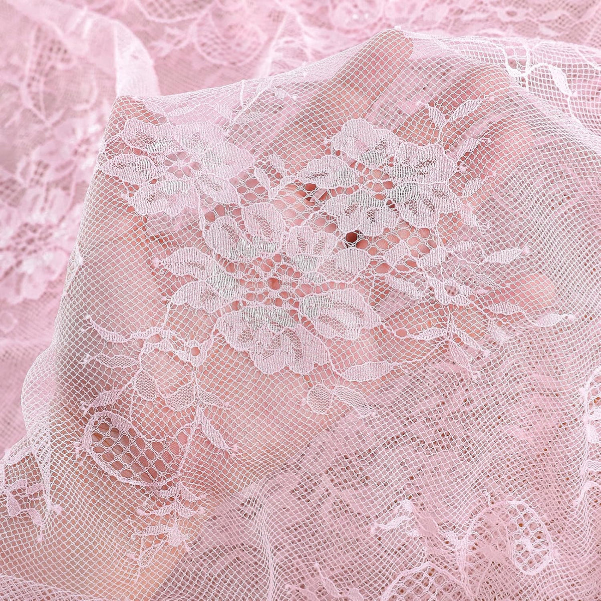 Vintage Lace Tablecloth 60"x120" Rectangle Pink Wedding Overlay 10FT Fabric
