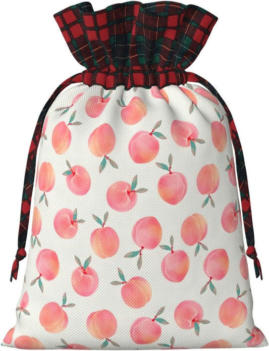 EniLsa Pink Peach Print Drawstring Gift Bag,Gifts Decorations For Christmas Party Supplies,8.3 X 11.8 In
