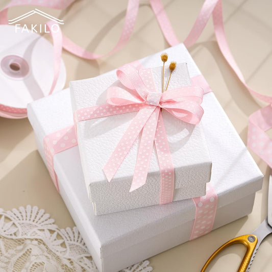 Polka Dot Grosgrain Ribbon 3/8 Inch, 25 Yards Spool Pink and White Dot Craft Ribbon for Valentines Gift Wrapping DIY Crafts Hair Bows Wedding Party Decor Sewing and Home Decoration