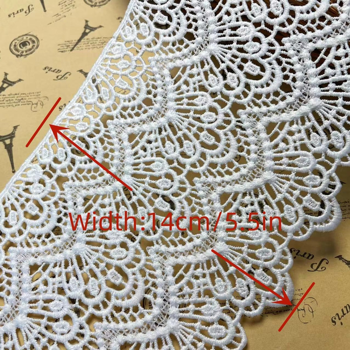 14CM Width Europe Long Pattern Inelastic Embroidery Lace Trim,Curtain Tablecloth Slipcover Bridal DIY Clothing/Accessories.(4 Yards in one Package)(Peach)