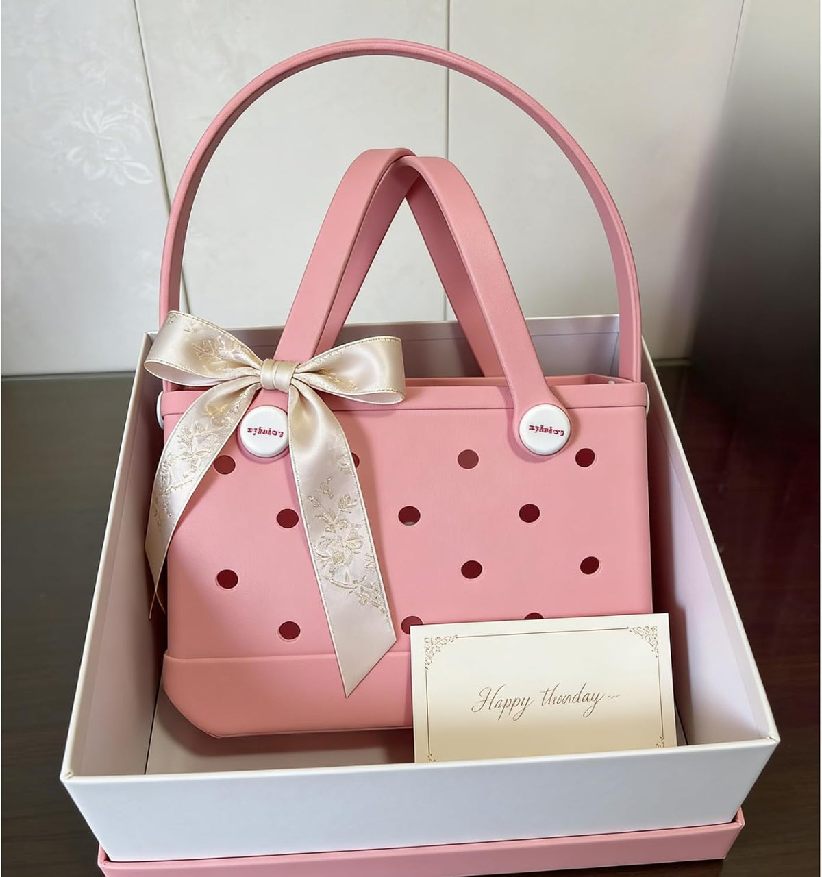 Small Rubber Tote Bag for Women, EVA Beach Bag with Detachable Shoulder Strap, Lightweight Durable Mini Travel Tote