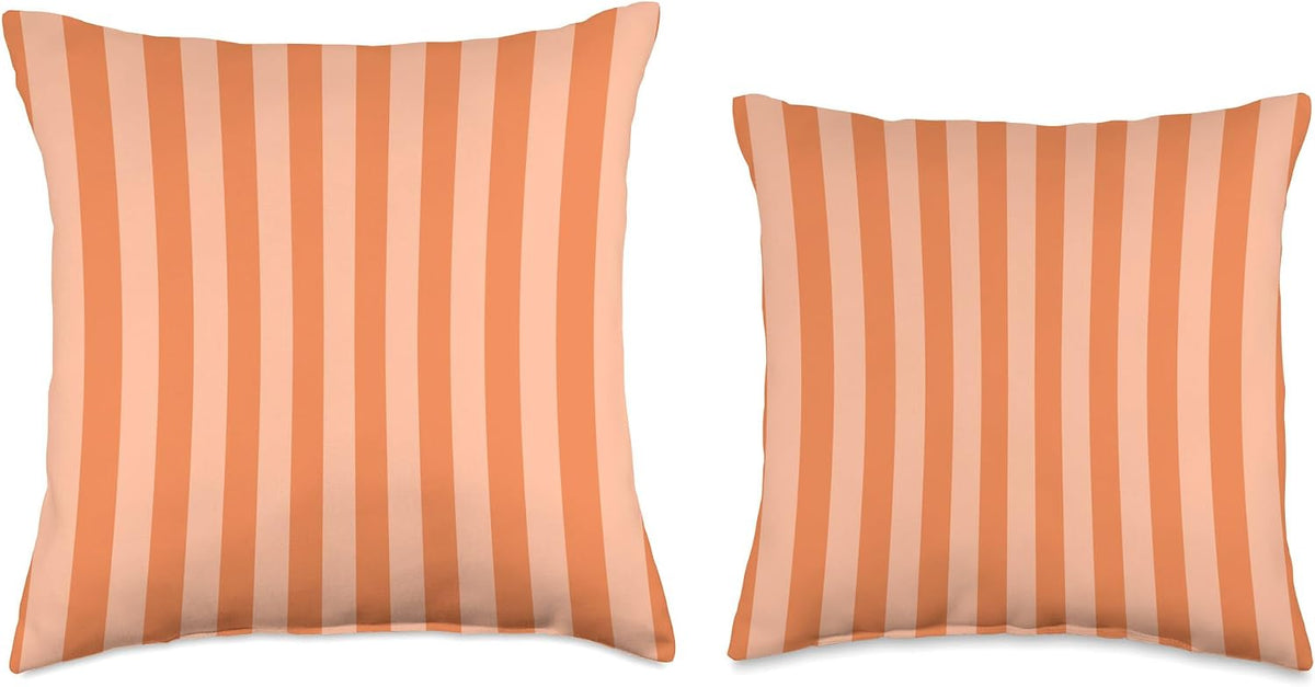 Modern Vertical Stripe Pattern Orange Peach Summer Vibes Throw Pillow