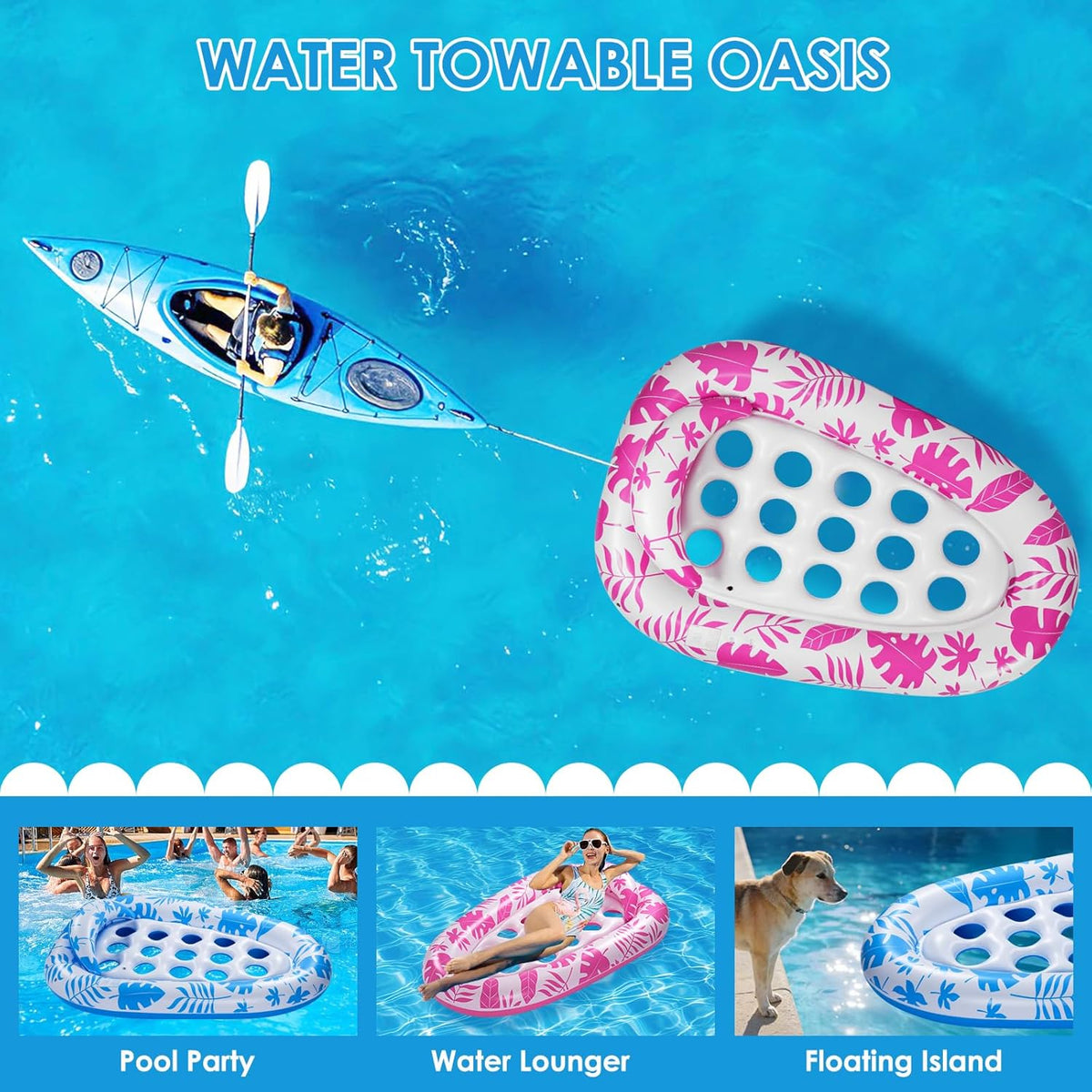 Giant Inflatable ,78 x 55 Inches Pool Float Adult Mat with Headrest & Cup Holder Lake Float Raft Water Lounger Multi-Use Swimming Floaty for Party time Beach Outdoor