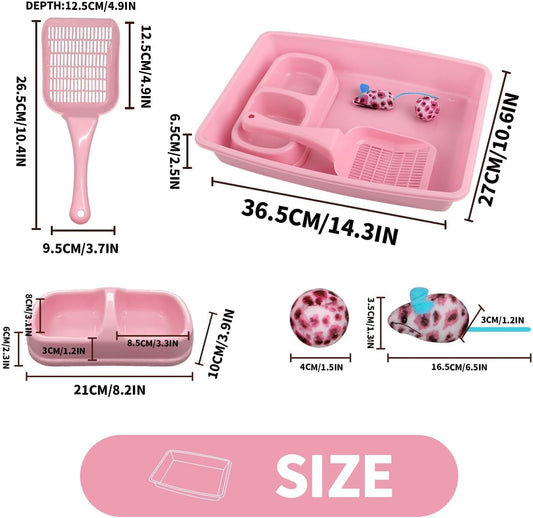 Small Cat Litter Box,14.3 x 10.6 x 2.5 Kitten Litter Box Starter Kit