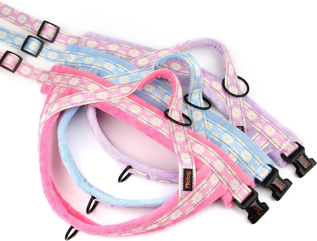 No Pull Dog Harness for Small Medium Dogs, Floral Print, Pink, S