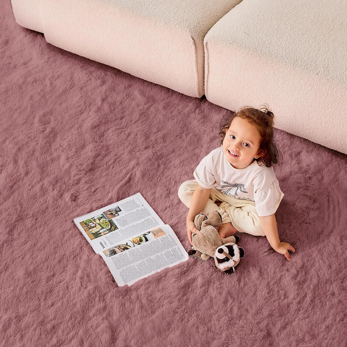 4x6 Blush Rugs for Bedroom, Ultra-Soft Fluffy Area Rugs for Living Room, 4 x 6 Shag Carpet for Nursery, Kids, Girl, Boy, Baby, Plush, Fuzzy, Shaggy, Cute Home Decor