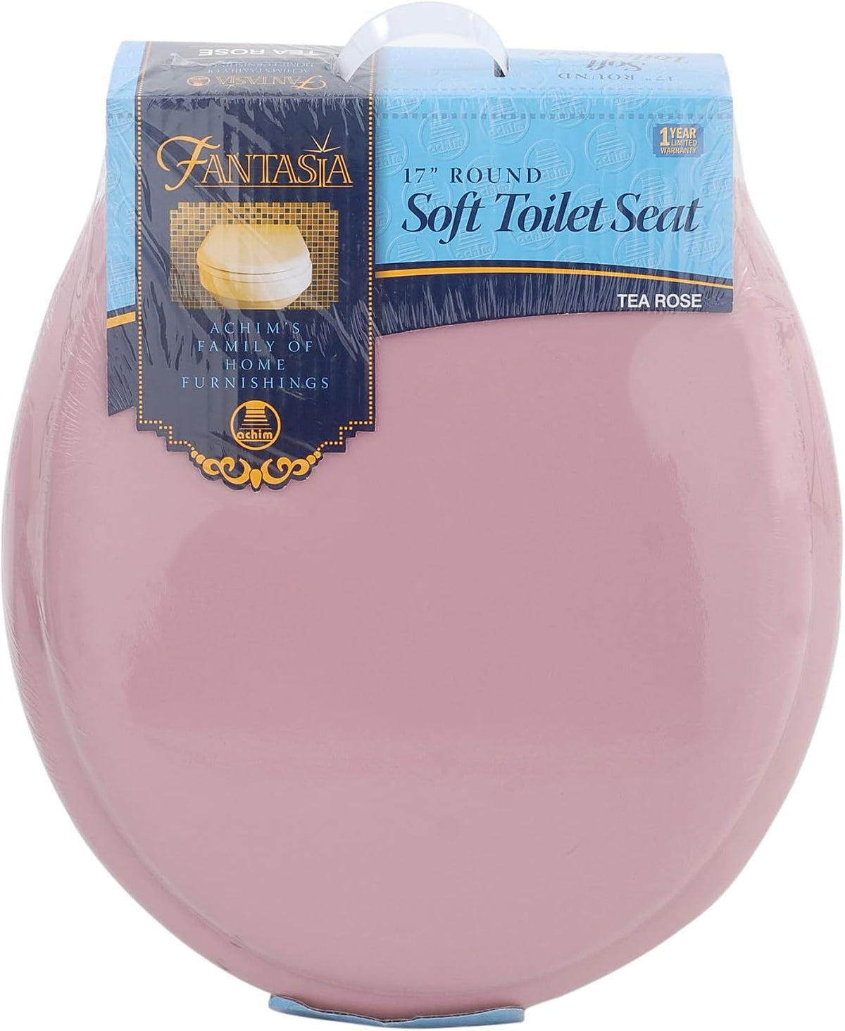 Vinyl Round Soft Toilet Seat, Adjustable Hinges Toilet Seats with Non Slip Grip Tight Bumpers, Standard Heavy Duty Plastic Bathroom Toilet Seat Close Lid Set, Pink