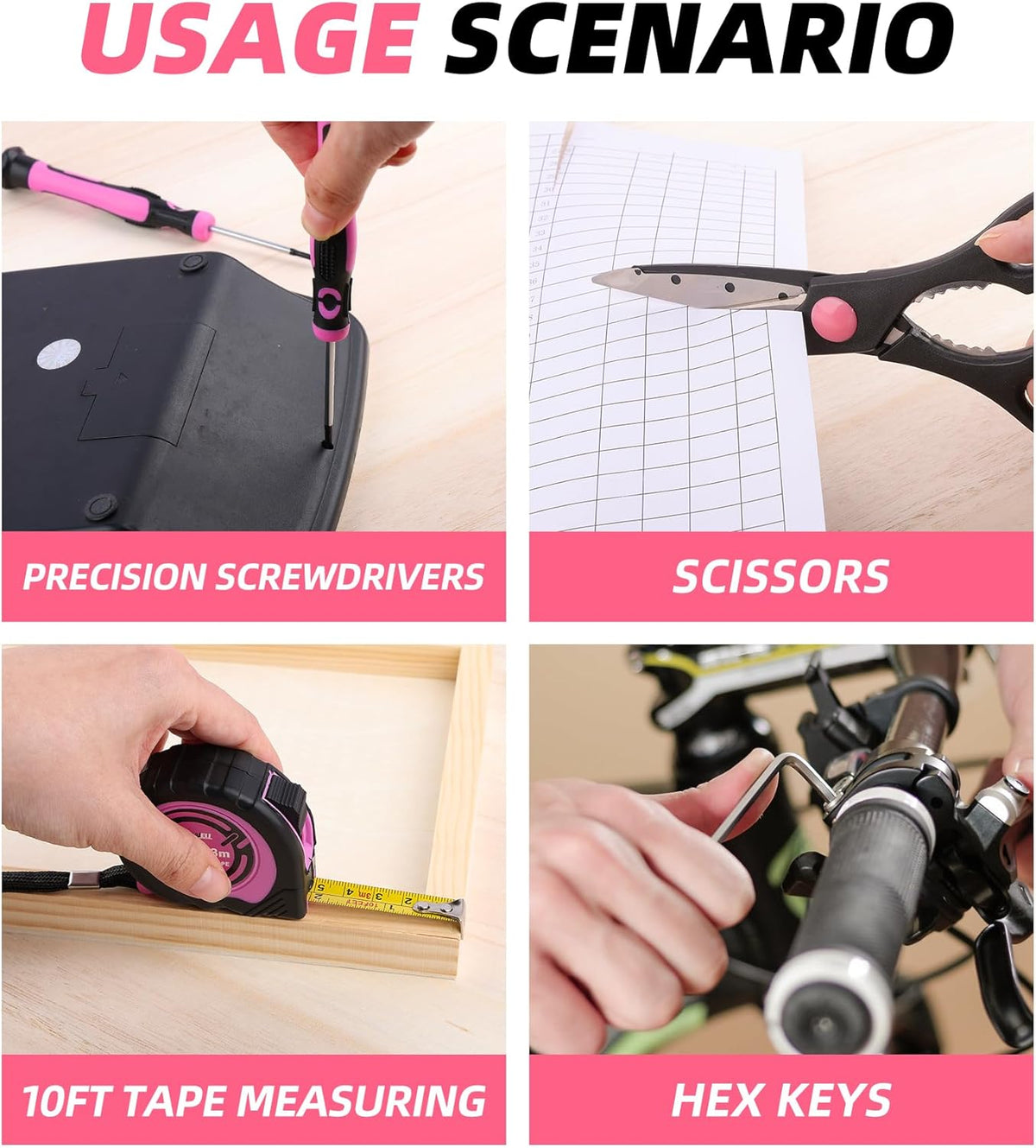 Pink Tool Kit 140PCS for Women, Girls, Ladies, Household Tool Set