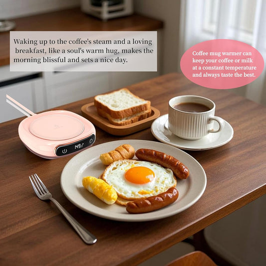 Coffee Mug Warmer For Desk,Multi-purpose Cup Warmer For All Bottles&Cups,Fast Heating Mug Warmer For Tea &Coffee With 3 Temp Settings, Portable Bottle Warmer For Breastmilk, 8 Hours Auto Shut Off,Pink