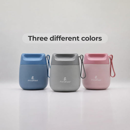 Insulated Food Jar for Kids & Babies – 12 oz /350 ml Stainless Steel Thermal Food Container with Easy-Open Lid & Silicone Carry Strap – Keeps Food Hot or Cold for Up to 8 Hours, Light Pink