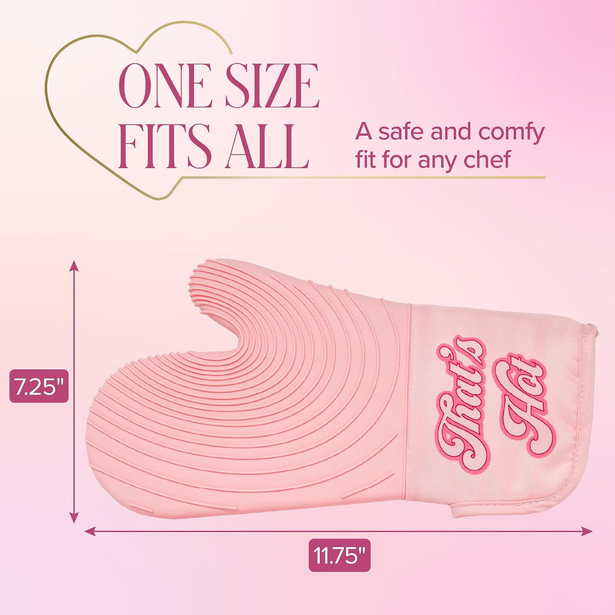 Paris Hilton Oven Mitt Set with Iconic That's HOT Design, Heat Resistant Pot Holders Featuring Non-Slip Textured Silicone Grips, 2-Piece Set, Pink