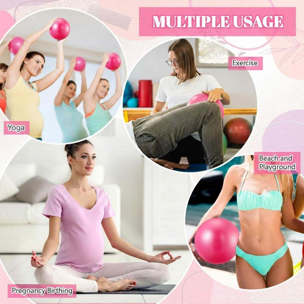 20 Pcs 9 Inch Pilates Ball Bulk Exercise Pilates Ball Mini Yoga Balls Therapy Core for Stability Barre Training Stretching Physical Posture Training Gym Workout with Inflation Tube