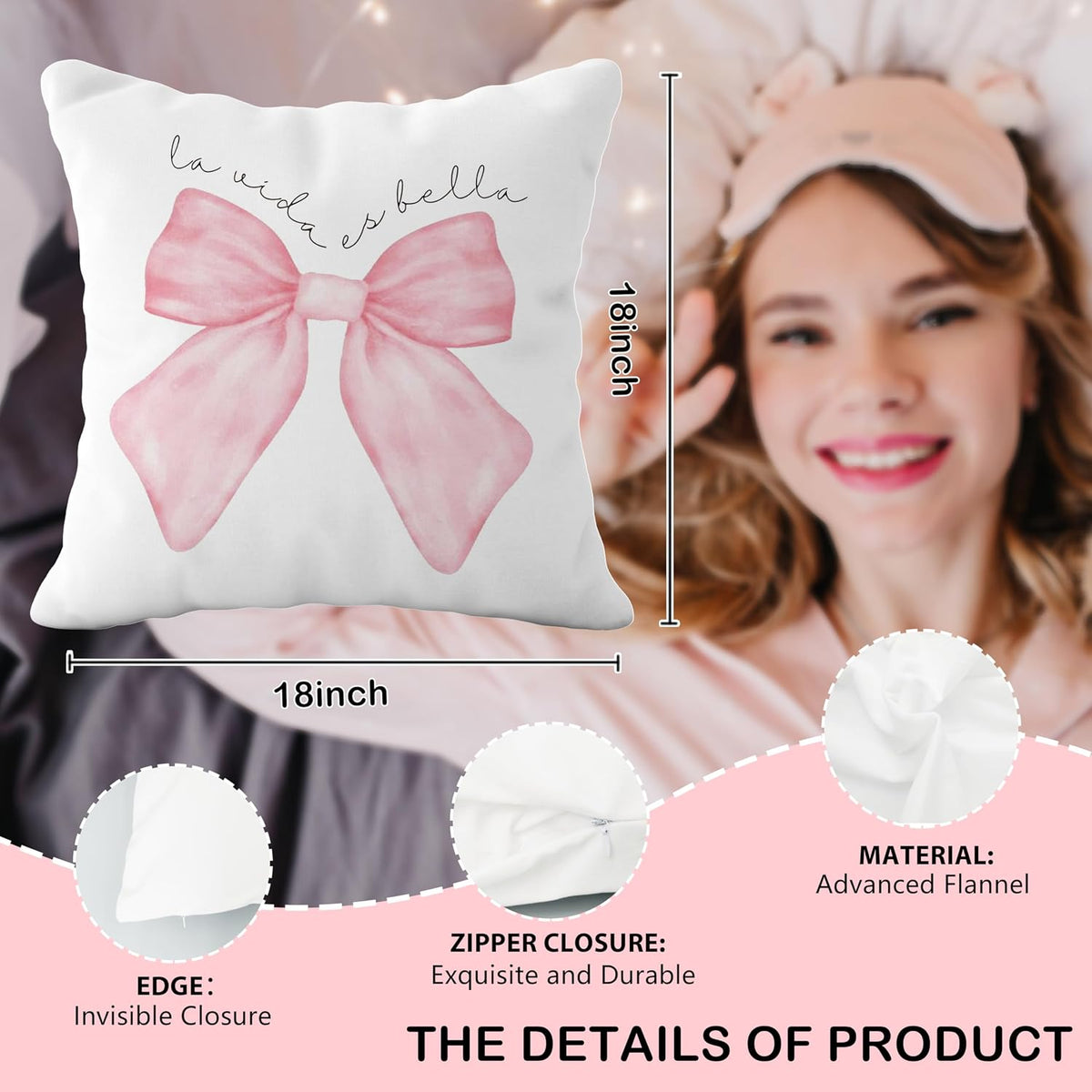 Coquette Pink Bow Cowgirl Boots Pillow Covers 18x18, Preppy Cowgirl Room Decor, Pink Girly Bedroom Decor, Coquette Stuff, Set of 2