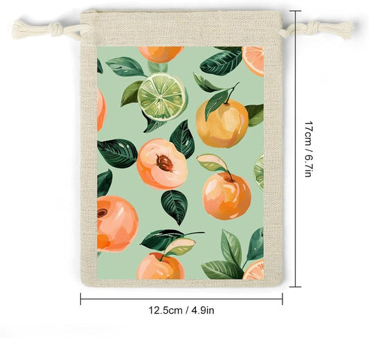LLUTSNTH 8-Pack With Peach Pattern Drawstring Gift Bags Reusable Burlap Party Favors Bags for Holiday, Storage & Decor