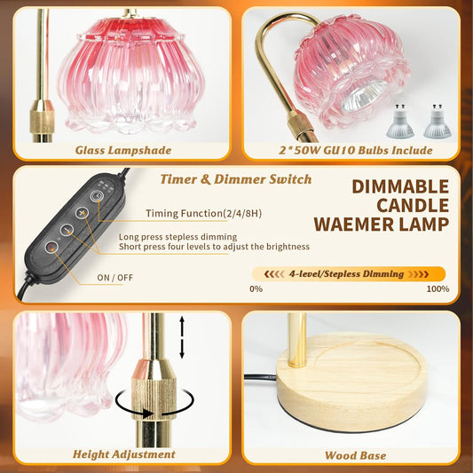 Candle Warmer Lamp with Timer, Pink-Birthday Gifts for Women, Home Decor