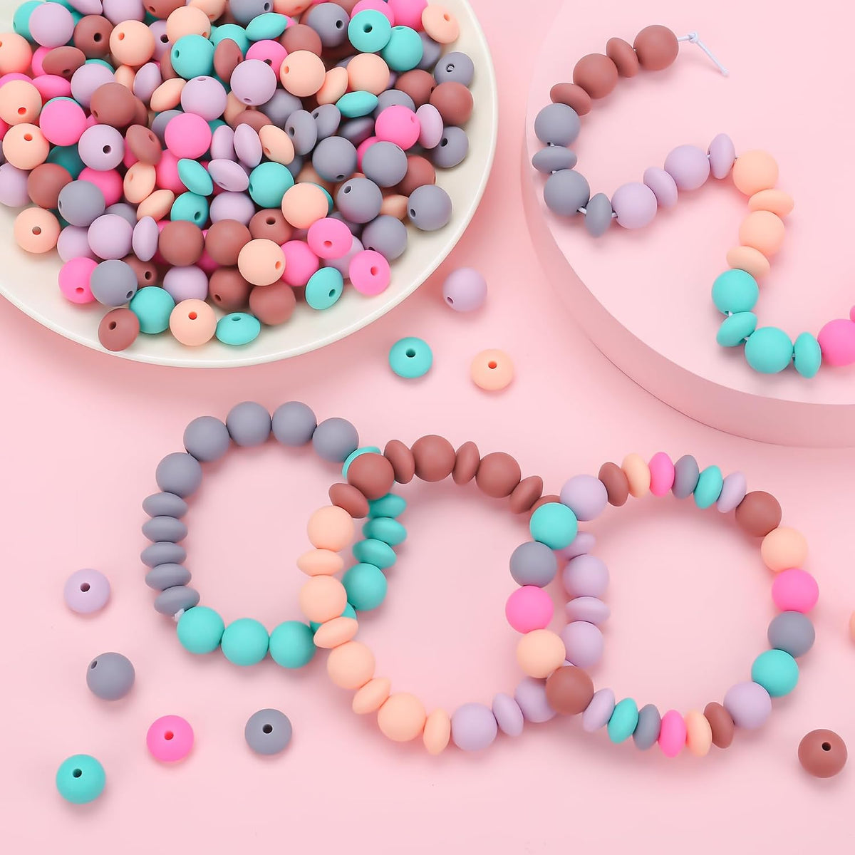 100Pcs 12mm Peach Silicone Beads