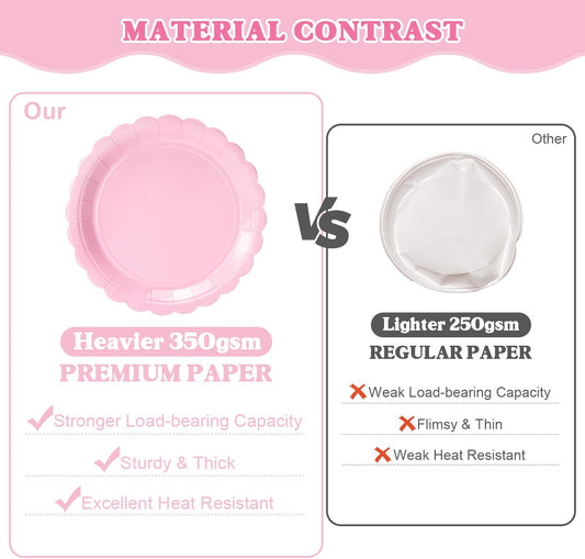 Vyntra 350 Pcs Pink Paper Plates and Napkins Party Supplies