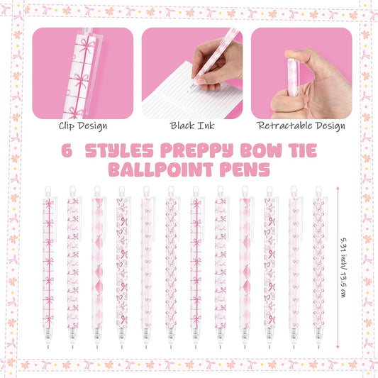 60 Pcs Preppy Pink Bow Pencils with Bows Coquette