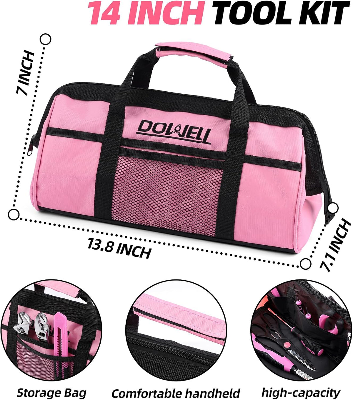 Tool Set, 140PCS Pink Household Tool Kit for Women