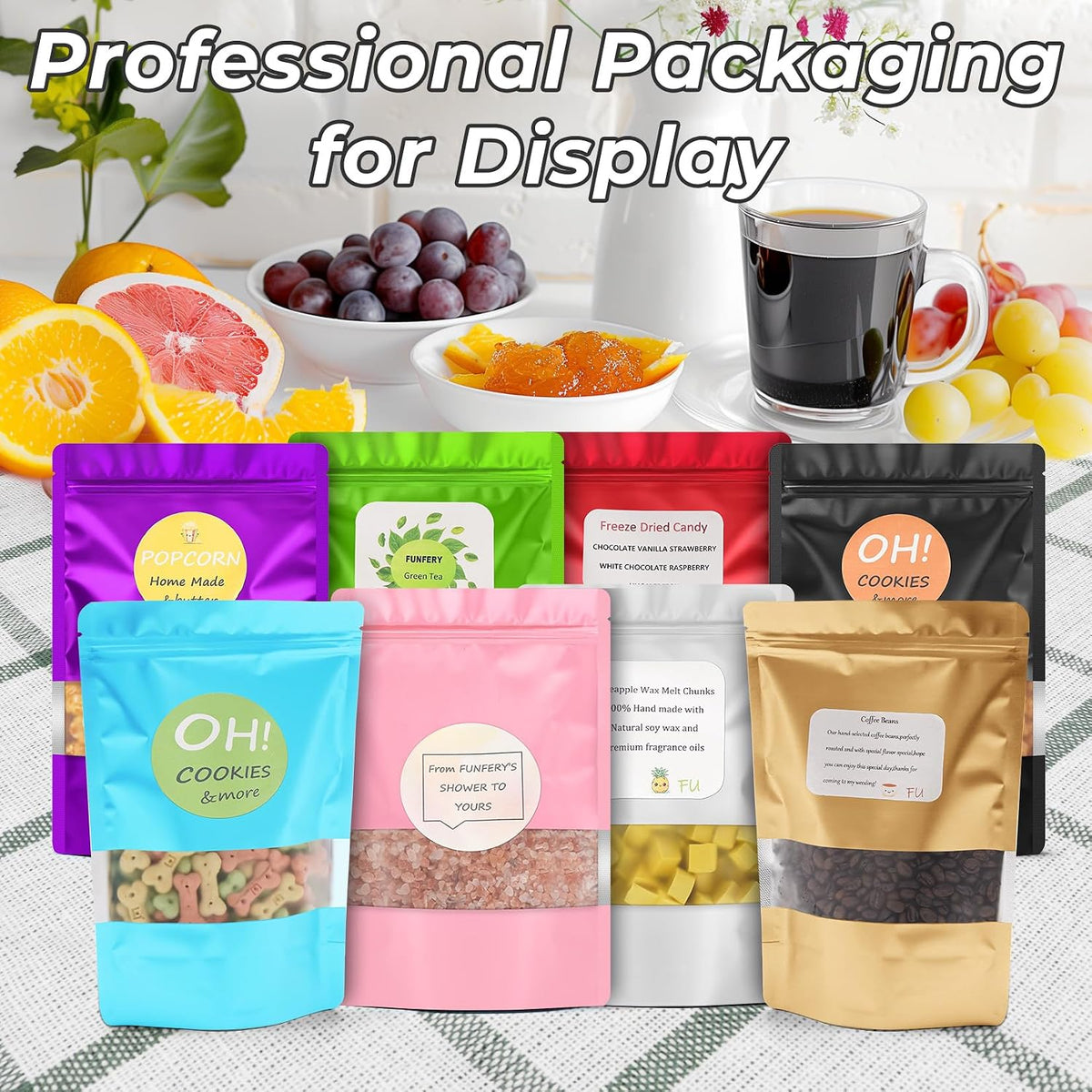 100Pcs Smell Proof Packaging Bags,Mylar Clear Bags for Food Storage