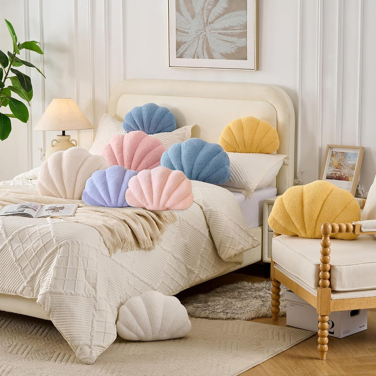 Pink Seashell Throw Pillows, Shell Shaped Pillow, 13x10 Inch
