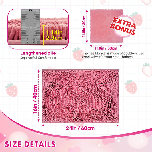 Guinea Pig Cage Liner Bedding 2 PCS, Washable Guinea Pig Bed Mat, Extra Absorbent Rabbit Pee Pad Reusable, Non-Slip Fleece Blanket for Bunny and Small Animal Cage Accessories (Pink, 24"x16")