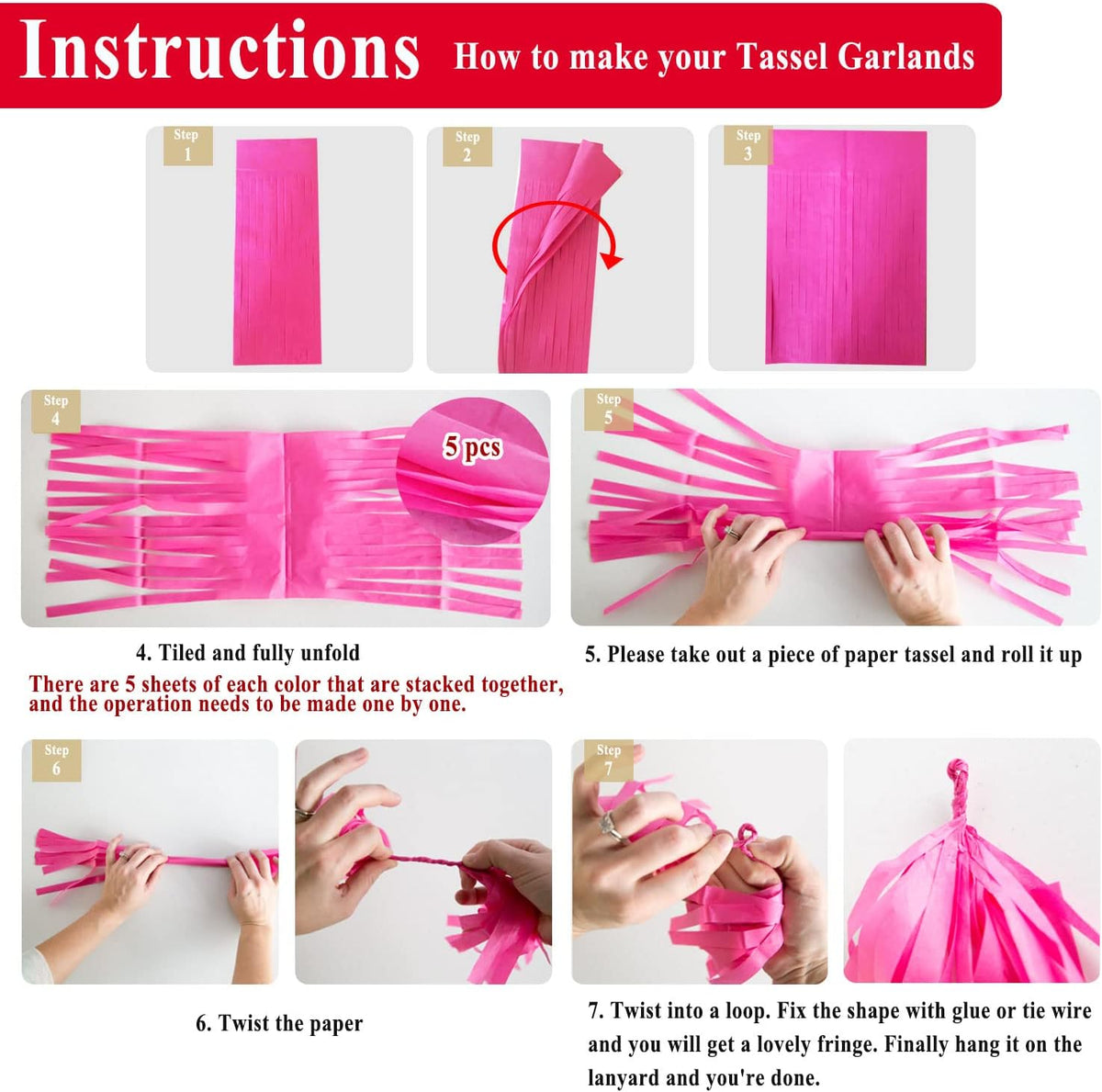 Peach Tassel Garland 20 Pcs, Tissue Paper Tassels Garland Banner for Party Birthday Wedding Decoration Supplies Table Decor Balloon Tails