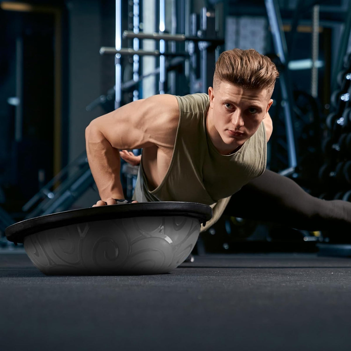 Balance Ball Trainer - Half Exercise Ball with Inflation Pump & Resistance Bands - Anti-Burst PVC Stability Trainer for Home Gym, Yoga, Core Training - 660 lbs Capacity
