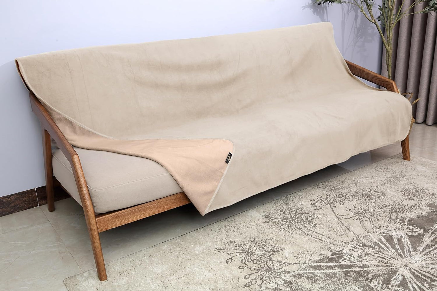 Catalonia Waterproof Bed Blanket, Washable Reversible Furniture Protector | Camel/Taupe Double-Sided Fleece, Leakproof Protection for Bed, Sofa and Couch, Resists Spills, Stains and Everyday Messes