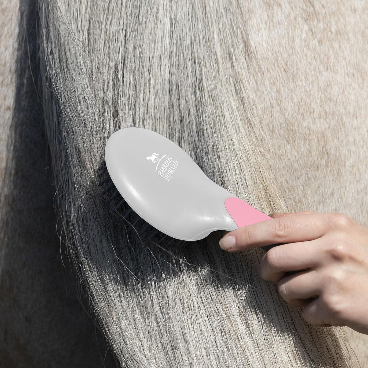 Horse Mane and Tail Brush - Professional Equestrian Detangler Non-Slip Brush - Pink