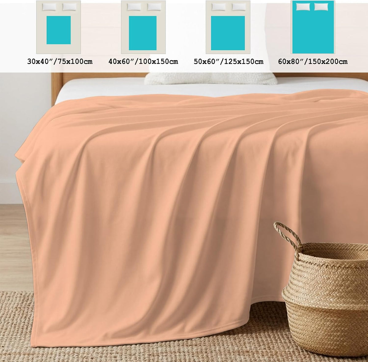 Cooling Blanket 30"x40", Peach Pink Watercolor Summer Cooling Blanket Breathable Lightweight Ice Blankets Solid Color Blankets for Night Sweats