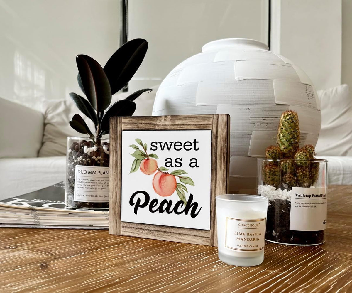 Peach Wood Plaque Sign, Sweet as A Peach, Box Wood Plaques Desk Décor, Peach Saying Plaque, Decorative Wooden Table Sign, Farmhouse Summer Decor, Rustic Home Decor, Primitive Wood Sign